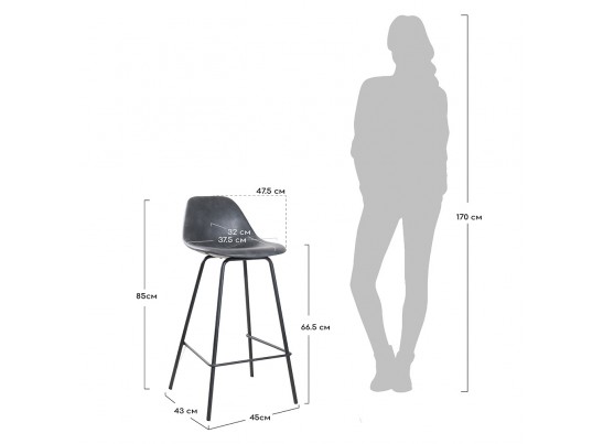 Стул полубарный City серый в Набережных Челнах
