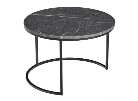 Набор кофейных столиков Tango серый мрамор с чёрными ножками, 2шт в Набережных Челнах