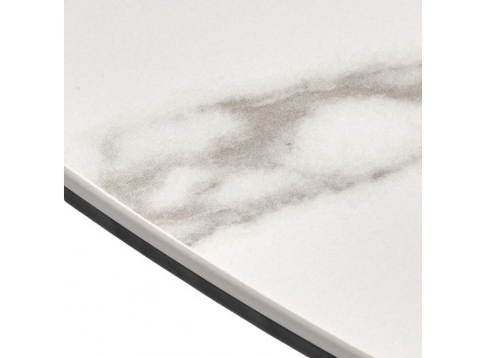 Стол Rudolf круглый раскладной 100-130x100x75см, светлый керамогранит, черный в Набережных Челнах