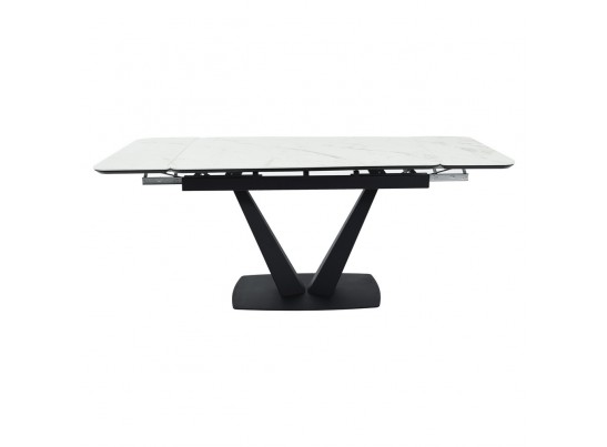 Стол Vito раскладной 120-184x80x75см, керамогранит белый мрамор, чёрный в Набережных Челнах
