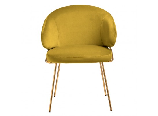 Стул-полукресло Emil горчичный с золотыми ножками в Набережных Челнах