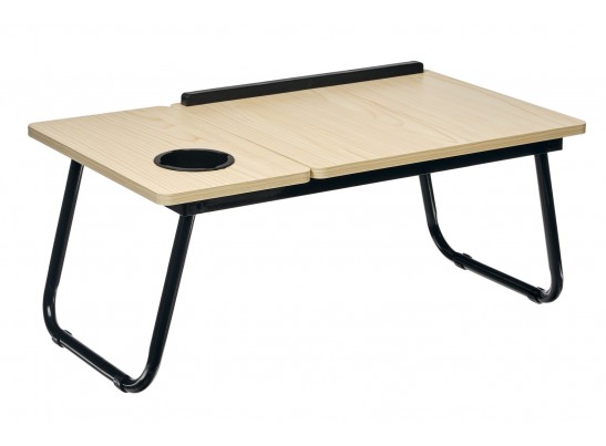 Стол складной с подъёмной крышкой и подстаканником «ВИТА», 55x32x25см, мдф, металл, св.дерево, черный в Набережных Челнах