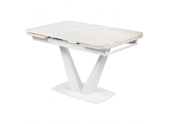Стол Vito раскладной 120-184x80x75см, керамогранит белый мрамор, белый в Набережных Челнах