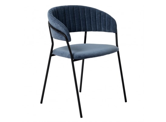 Комплект из 2-х стульев Turin синий вельвет с чёрными ножками в Набережных Челнах