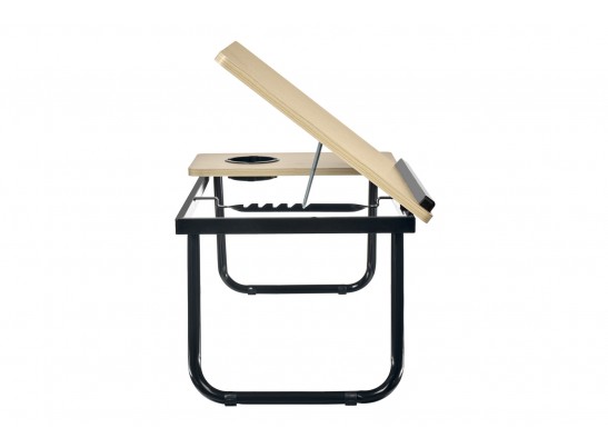 Стол складной с подъёмной крышкой и подстаканником «ВИТА», 55x32x25см, мдф, металл, св.дерево, черный в Набережных Челнах