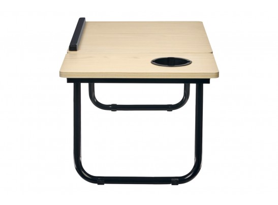 Стол складной с подъёмной крышкой и подстаканником «ВИТА», 55x32x25см, мдф, металл, св.дерево, черный в Набережных Челнах