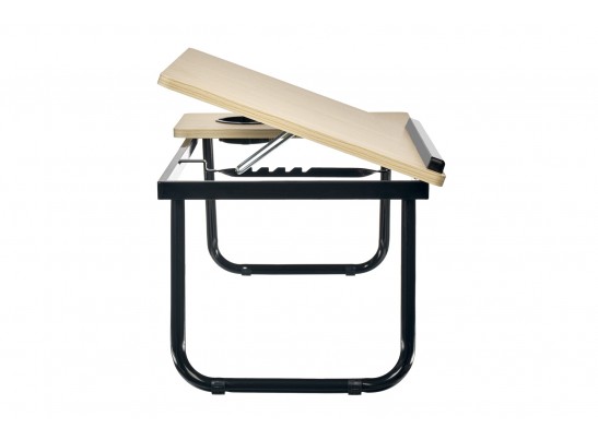 Стол складной с подъёмной крышкой и подстаканником «ВИТА», 55x32x25см, мдф, металл, св.дерево, черный в Набережных Челнах