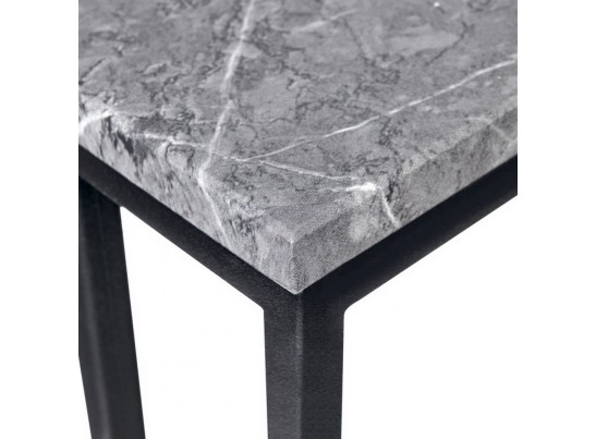 Придиванный столик Loft 35x35см, серый мрамор с чёрными ножками в Набережных Челнах