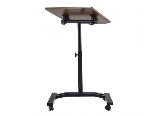 Стол многофункциональный на колёсах, 48x40 см, «РОЛЕТ», 1 ножка, регул.высота, мдф, металл, тёмн. дерево, чёрный в Набережных Челнах