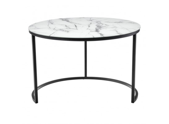 Набор кофейных столиков Tango белый мрамор с черными ножками в Набережных Челнах