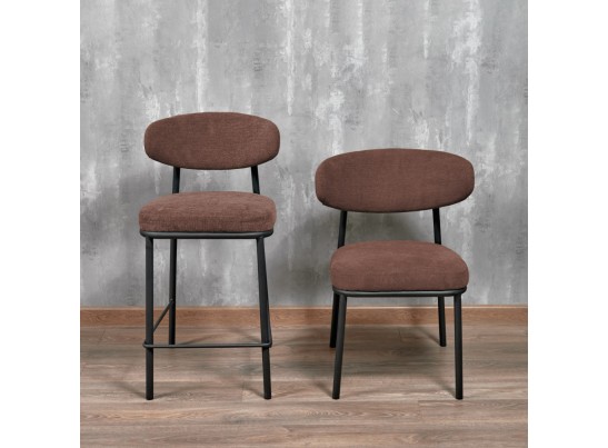 Стул полубарный Lucas 2 терракотовый шенилл с чёрными ножками в Набережных Челнах