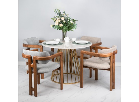 Стул Rich рогожка бежево-голубая с ножками цвета орех в Набережных Челнах