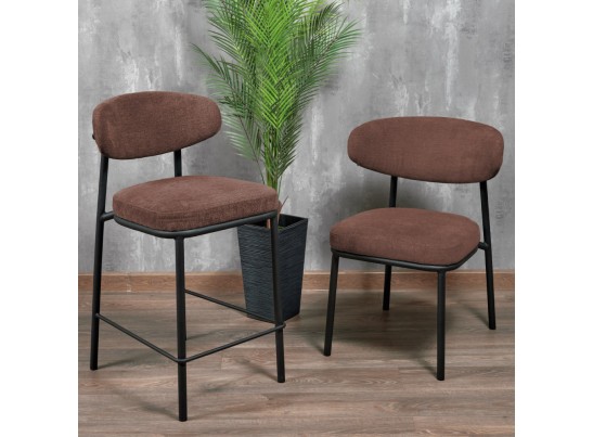 Стул полубарный Lucas 2 терракотовый шенилл с чёрными ножками в Набережных Челнах