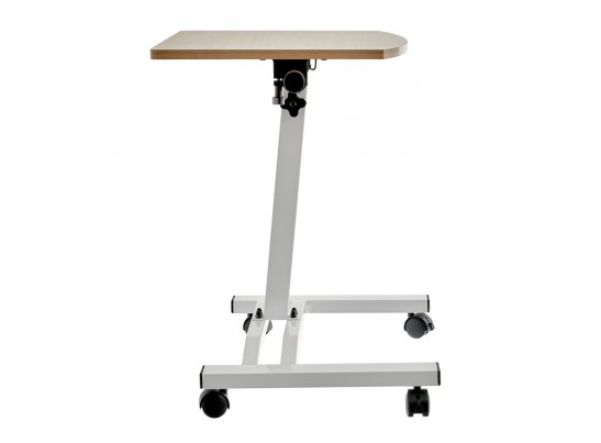 Стол многофункциональный на колёсах, 48x40 см, «РОЛЕТ», 1 ножка, регул.высота, мдф, металл, св. дерево, белый в Набережных Челнах