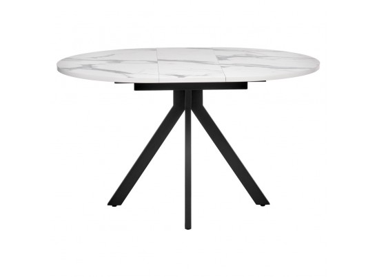 Стол Rudolf круглый раскладной 100-130x100x75см, белый мрамор, чёрный в Набережных Челнах