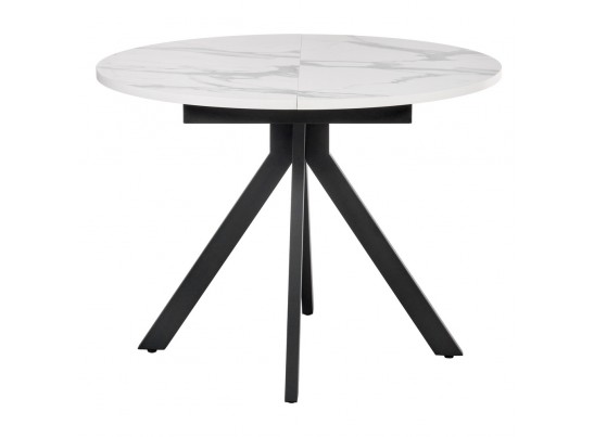 Стол Rudolf круглый раскладной 100-130x100x75см, белый мрамор, чёрный в Набережных Челнах
