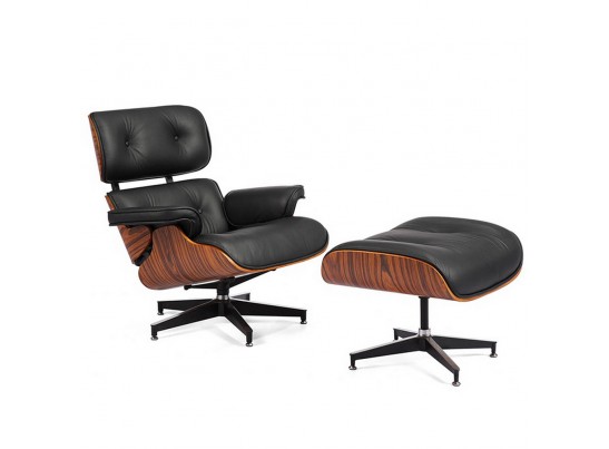 Кресло EAMES LOUNGE CHAIR и оттоманка EAMES LOUNGE CHAIR чёрные в Набережных Челнах