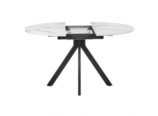 Стол Rudolf круглый раскладной 100-130x100x75см, белый мрамор, чёрный в Набережных Челнах