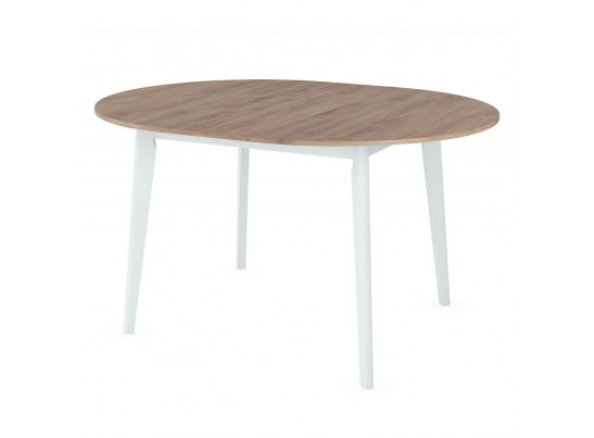 Стол Oslo круглый раскладной 110-140x110x76см, Дуб Навара, белый в Набережных Челнах