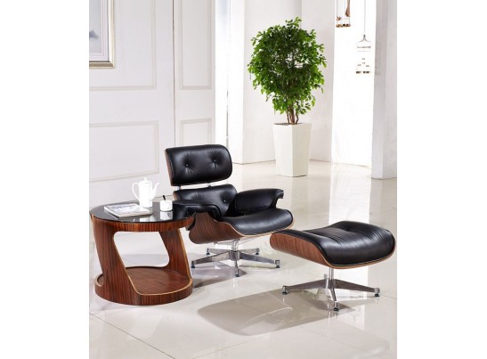 Кресло EAMES LOUNGE CHAIR и оттоманка EAMES LOUNGE CHAIR чёрные в Набережных Челнах