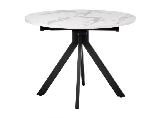Стол Rudolf круглый раскладной 100-130x100x75см, белый мрамор, чёрный в Набережных Челнах