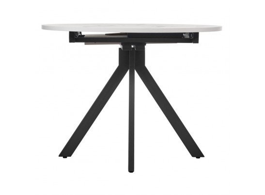 Стол Rudolf круглый раскладной 100-130x100x75см, белый мрамор, чёрный в Набережных Челнах