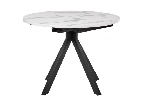 Стол Rudolf круглый раскладной 100-130x100x75см, белый мрамор, чёрный в Набережных Челнах
