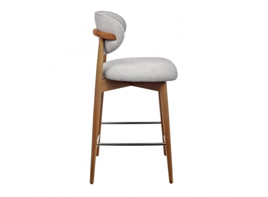 Стул полубарный Lucas 3 серый букле с ножками цвета орех в Набережных Челнах