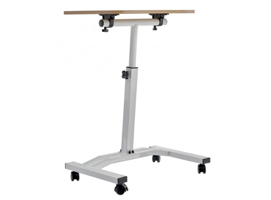 Стол многофункциональный на колёсах, 48x40 см, «РОЛЕТ», 1 ножка, регул.высота, мдф, металл, св. дерево, белый в Набережных Челнах