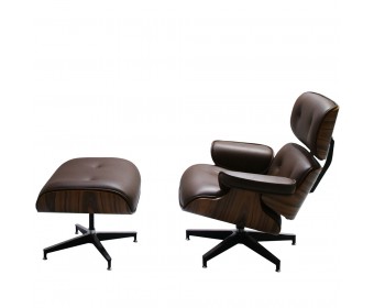 Кресло EAMES LOUNGE CHAIR и оттоманка EAMES LOUNGE CHAIR коричневые