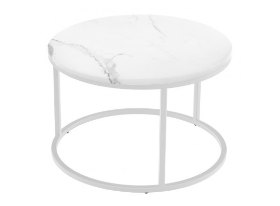 Набор кофейных столиков Tango белый мрамор с белыми ножками, 2шт в Набережных Челнах