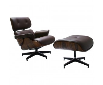 Кресло EAMES LOUNGE CHAIR и оттоманка EAMES LOUNGE CHAIR коричневые