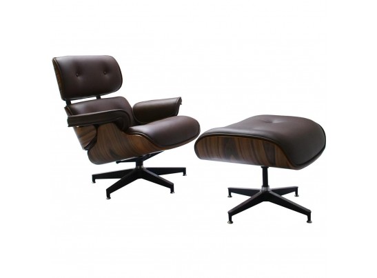 Кресло EAMES LOUNGE CHAIR и оттоманка EAMES LOUNGE CHAIR коричневые в Набережных Челнах