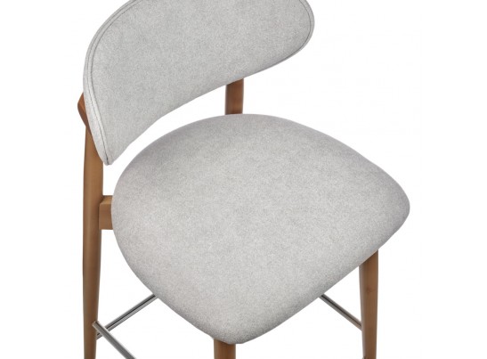 Стул полубарный Lucas 3 серый букле с ножками цвета орех в Набережных Челнах