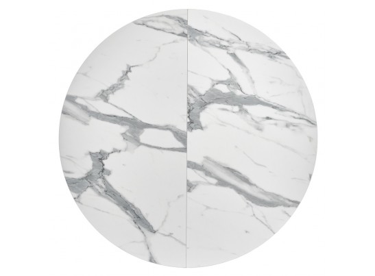 Стол Rudolf круглый раскладной 100-130x100x75см, белый мрамор, чёрный в Набережных Челнах