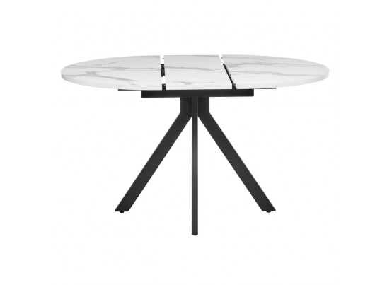 Стол Rudolf круглый раскладной 100-130x100x75см, белый мрамор, чёрный в Набережных Челнах
