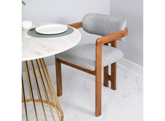 Стул Rich рогожка бежево-голубая с ножками цвета орех в Набережных Челнах