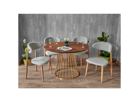 Стул Lucas светло-серый букле с ножками цвета орех в Набережных Челнах