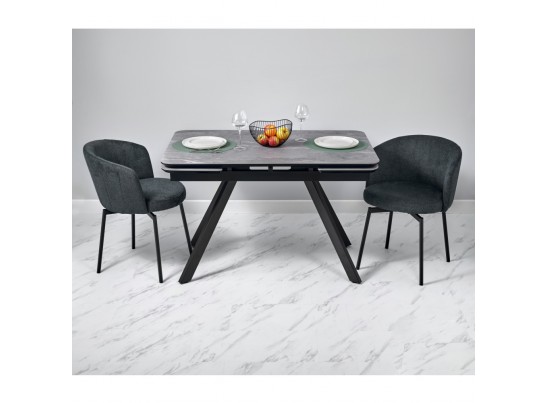 Стол Arthur раскладной 120-184x80x75см, керамогранит серый мрамор Greys Grey, чёрный в Набережных Челнах