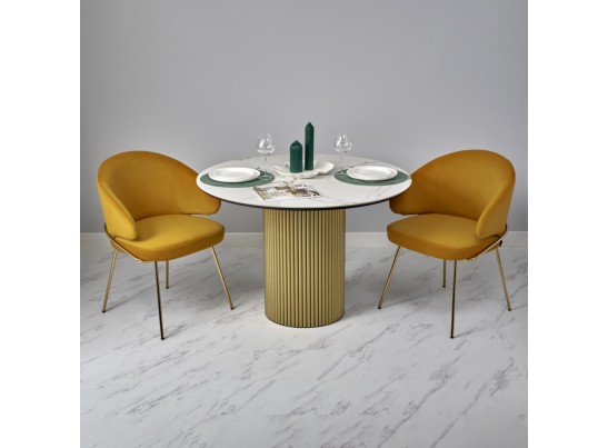 Стол Aura D110, керамогранит Ravena Natural, золотой в Набережных Челнах