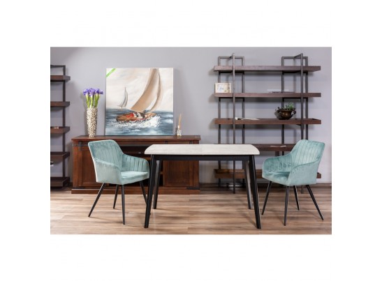 Стол Oslo раскладной 120-160x80x76см, Бетон лайт, чёрный в Набережных Челнах