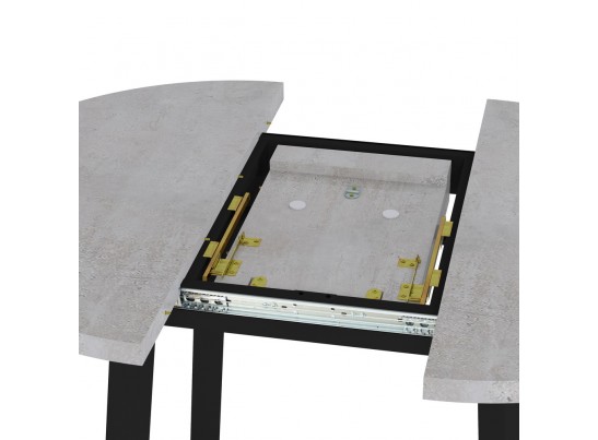 Стол Next круглый раскладной 90-120x90x76,5см, Бетон Лайт, чёрный в Набережных Челнах