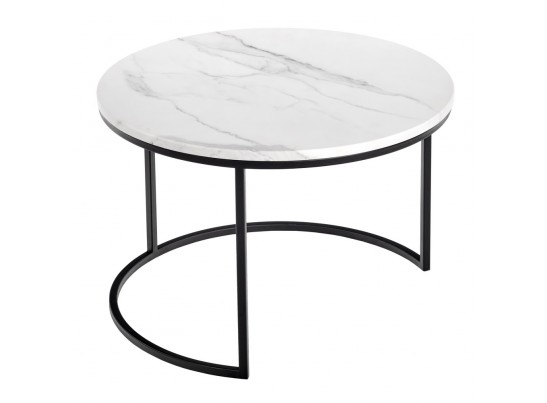 Набор кофейных столиков Tango белый мрамор с чёрными ножками, 2шт в Набережных Челнах