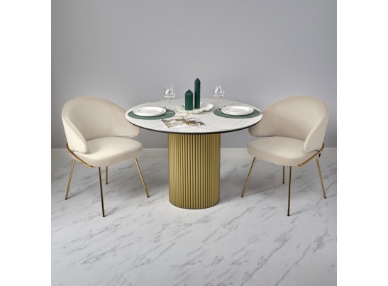 Стол Aura D110, керамогранит Ravena Natural, золотой в Набережных Челнах