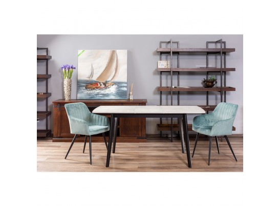 Стол Oslo раскладной 120-160x80x76см, Бетон лайт, чёрный в Набережных Челнах