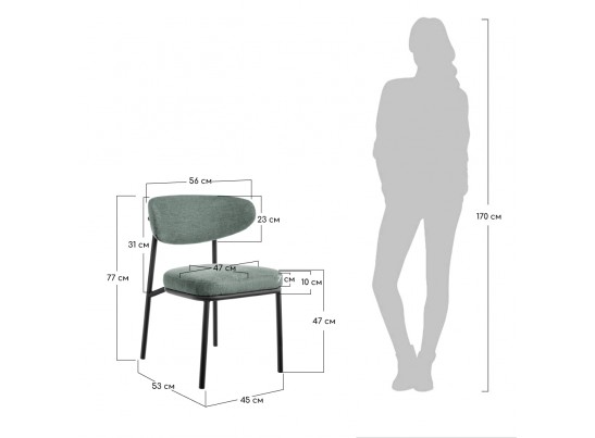 Стул Lucas 2 шалфей шенилл с чёрными ножками в Набережных Челнах