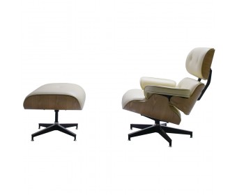 Кресло EAMES LOUNGE CHAIR и оттоманка EAMES LOUNGE CHAIR бежевые