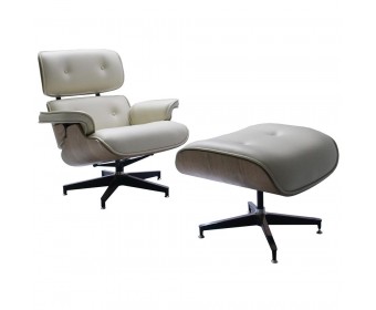 Кресло EAMES LOUNGE CHAIR и оттоманка EAMES LOUNGE CHAIR бежевые