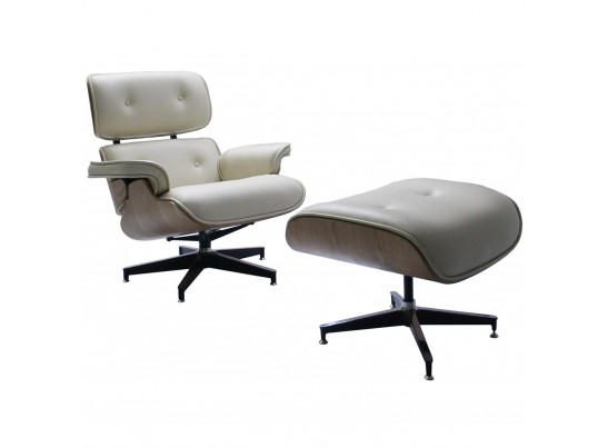 Кресло EAMES LOUNGE CHAIR и оттоманка EAMES LOUNGE CHAIR бежевые в Набережных Челнах