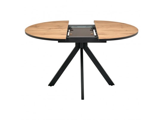 Стол Rudolf круглый раскладной 100-130x100x75см, Дуб Вотан, чёрный в Набережных Челнах